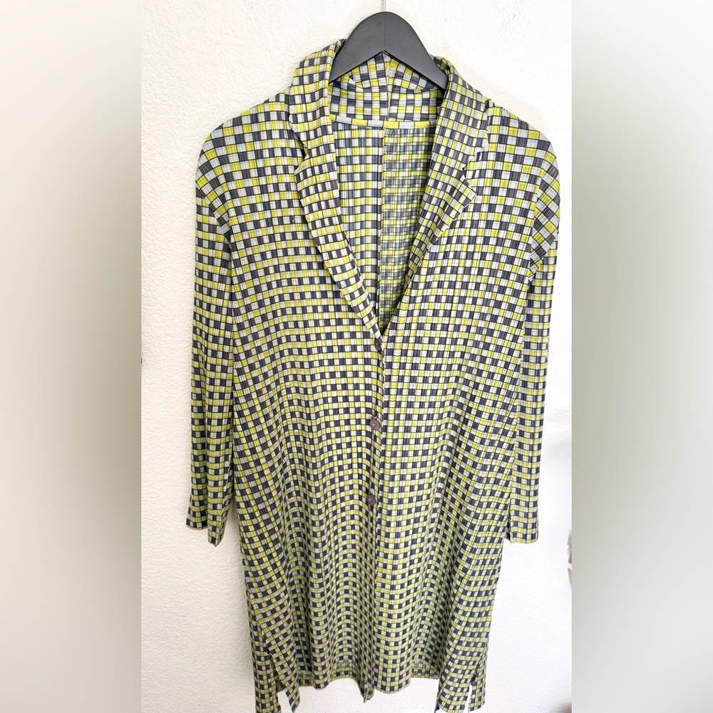 Vanite Couture Graphic Art To Wear Checkered Boxy Dress Tunic Jacket Lagen Look